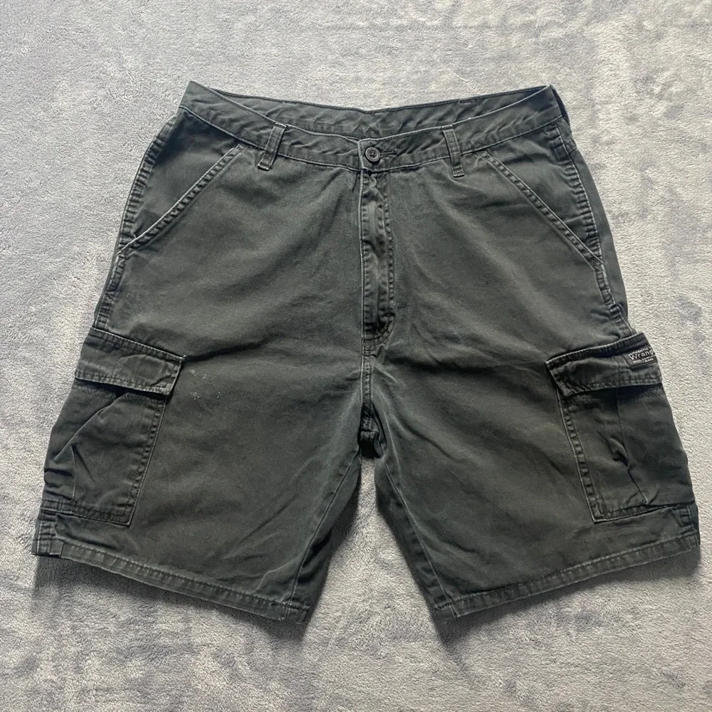 Wrangler Authentics Cargo Shorts Mens 34 Black Cotton Faded Utility Made in 2016